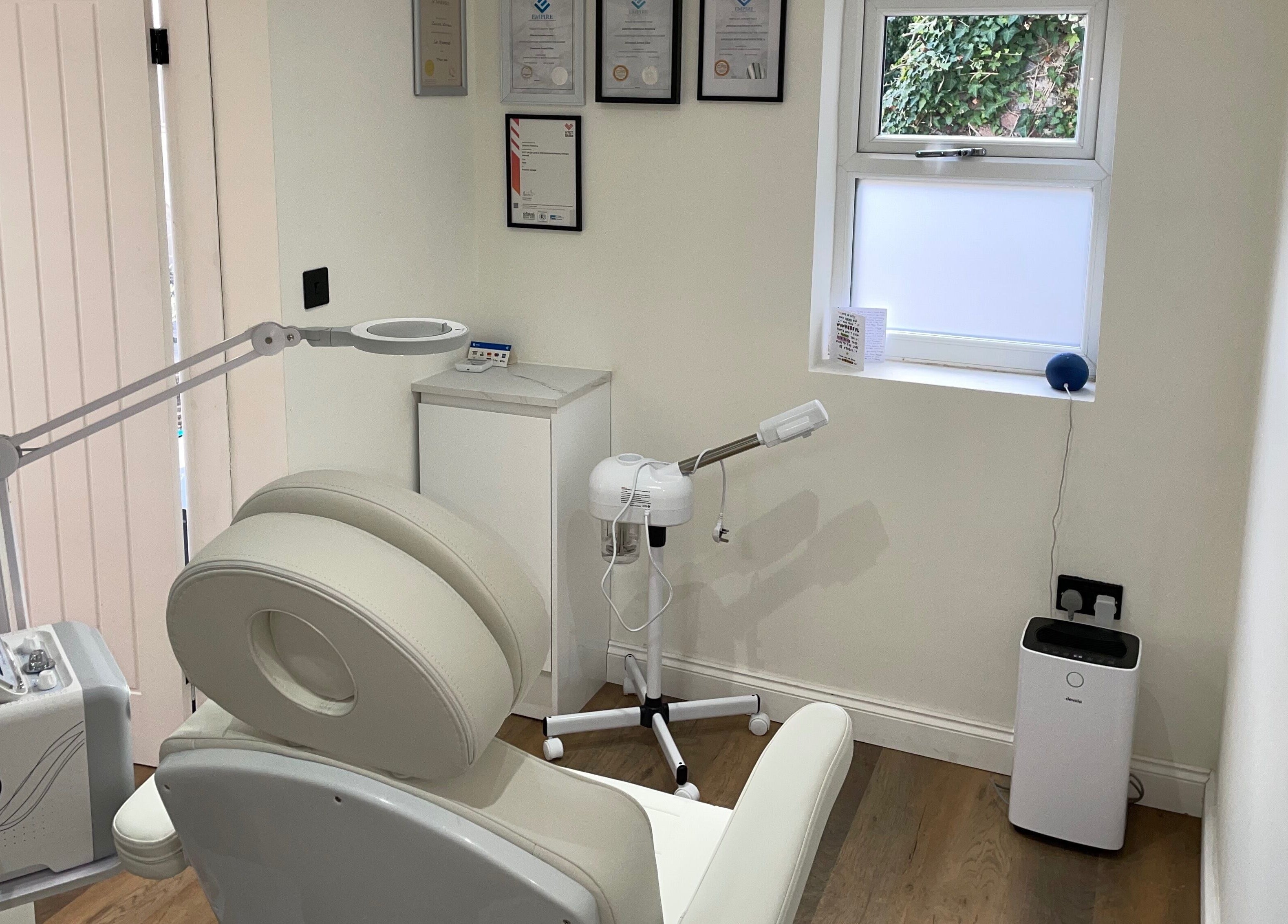Luxurious treatment room at Kolcheva Skin & Laser Clinic, Kirkham, England, offering advanced skincare services.