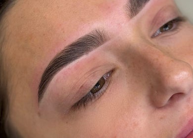 Close-up of perfectly shaped eyebrows at The beauty shack @ muse studio, Longwell Green, England, GB.