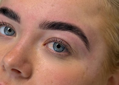 Close-up of expertly groomed eyebrows at The Beauty Shack @ Muse Studio, Longwell Green, England, GB.