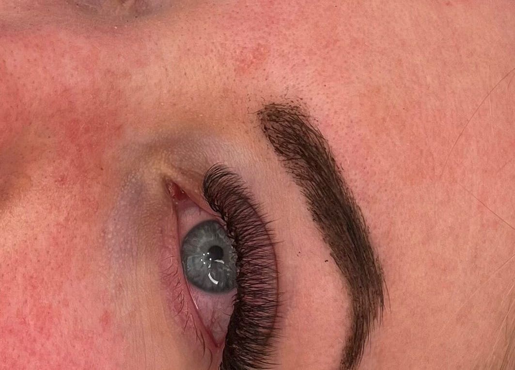 Close-up of expertly applied lashes at Lashed Up, Cockett, Wales, GB.