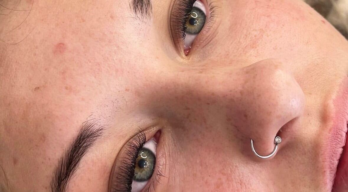 Close-up of lashes at Lashed Up in Cockett, Wales, GB, showcasing intricate eyelash extension detail.