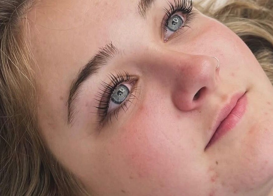 Close-up of beautifully enhanced eyelashes at Lashed Up, Cockett, Wales, GB.