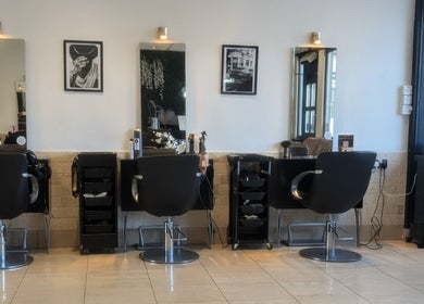 Modern salon chairs at Bex at Lillywhite & Co., Wakefield, England, GB.