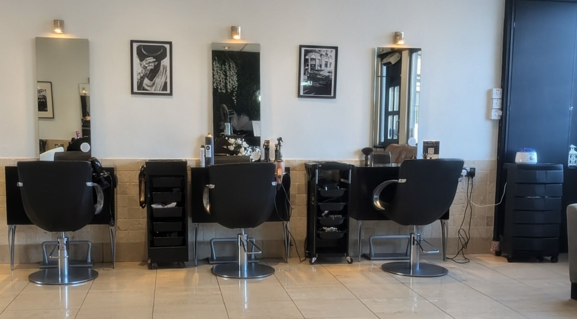 Modern salon stations at Bex at Lillywhite & Co., Wakefield, England, GB, enhancing beauty experiences.