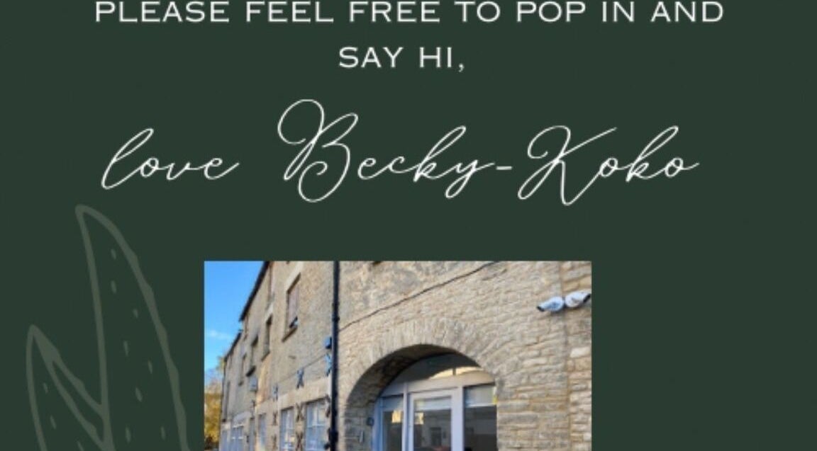 Entrance to Koko - Emma beauty venue in Cirencester, England with stone walls and green signage.