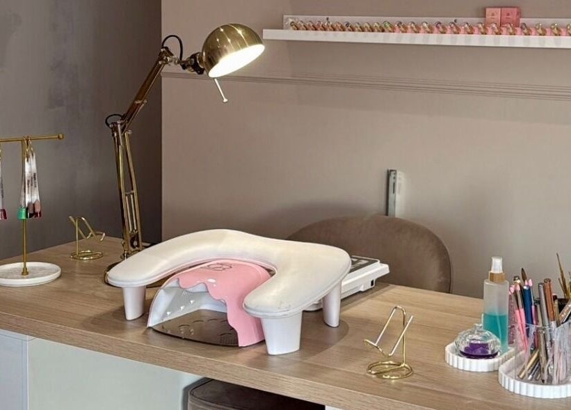 Elegant nail care station at By Layla Jayne in Newcastle upon Tyne, England, GB, highlighting tools and decor.