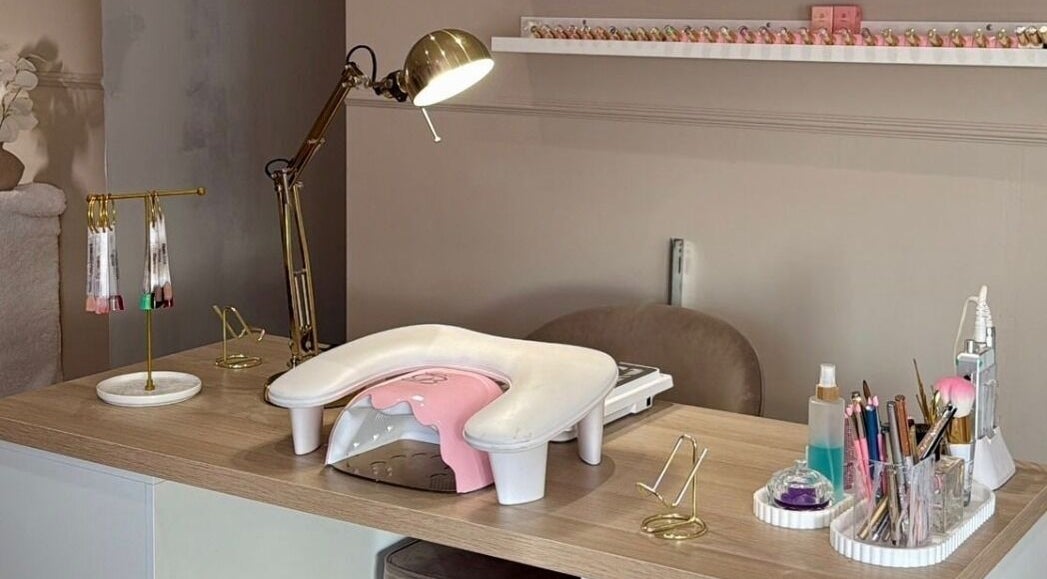 Elegant nail care station at By Layla Jayne in Newcastle upon Tyne, England, GB, highlighting tools and decor.