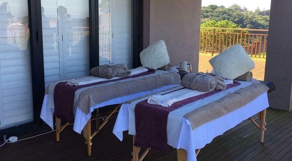 Outdoor spa beds at Tailor T Skincare & Beauty Clinic, Gqeberha, Eastern Cape, ZA offering panoramic views.