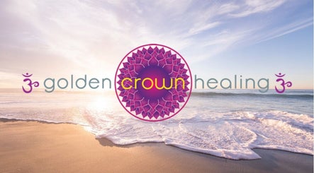 Golden Crown Healing logo with serene Coolum Beach waves in Sunshine Coast, Queensland, AU.