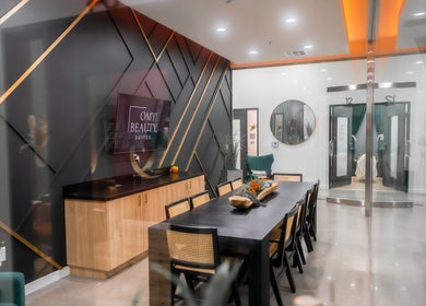 Modern interior of Disara Thai Massage in Las Vegas, Nevada, US, featuring elegant decor and cozy seating.