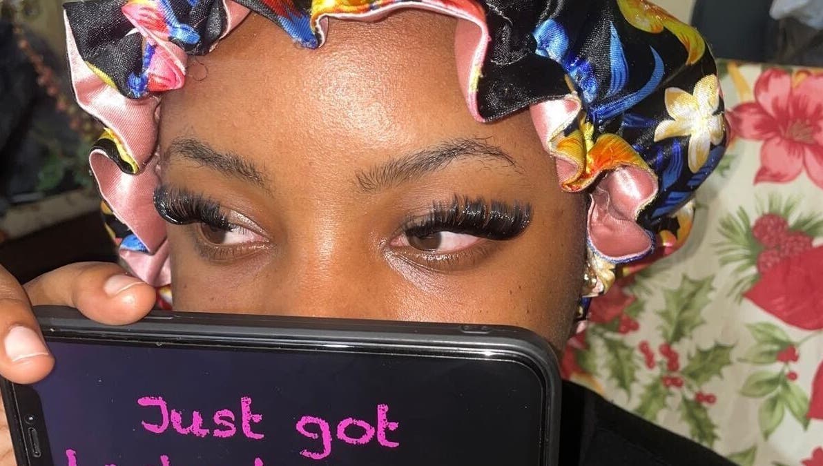 Close-up of elegant eyelash extension at Lash Up, Marigot, Saint Andrew Parish, DM.