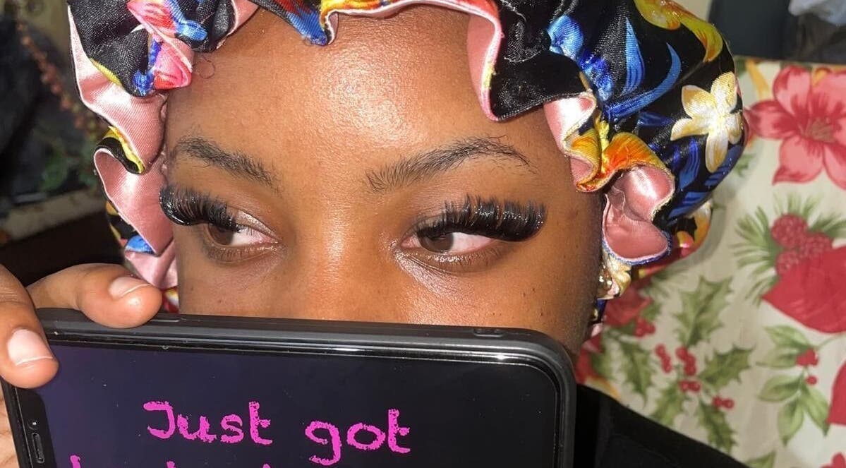 Close-up of elegant eyelash extension at Lash Up, Marigot, Saint Andrew Parish, DM.