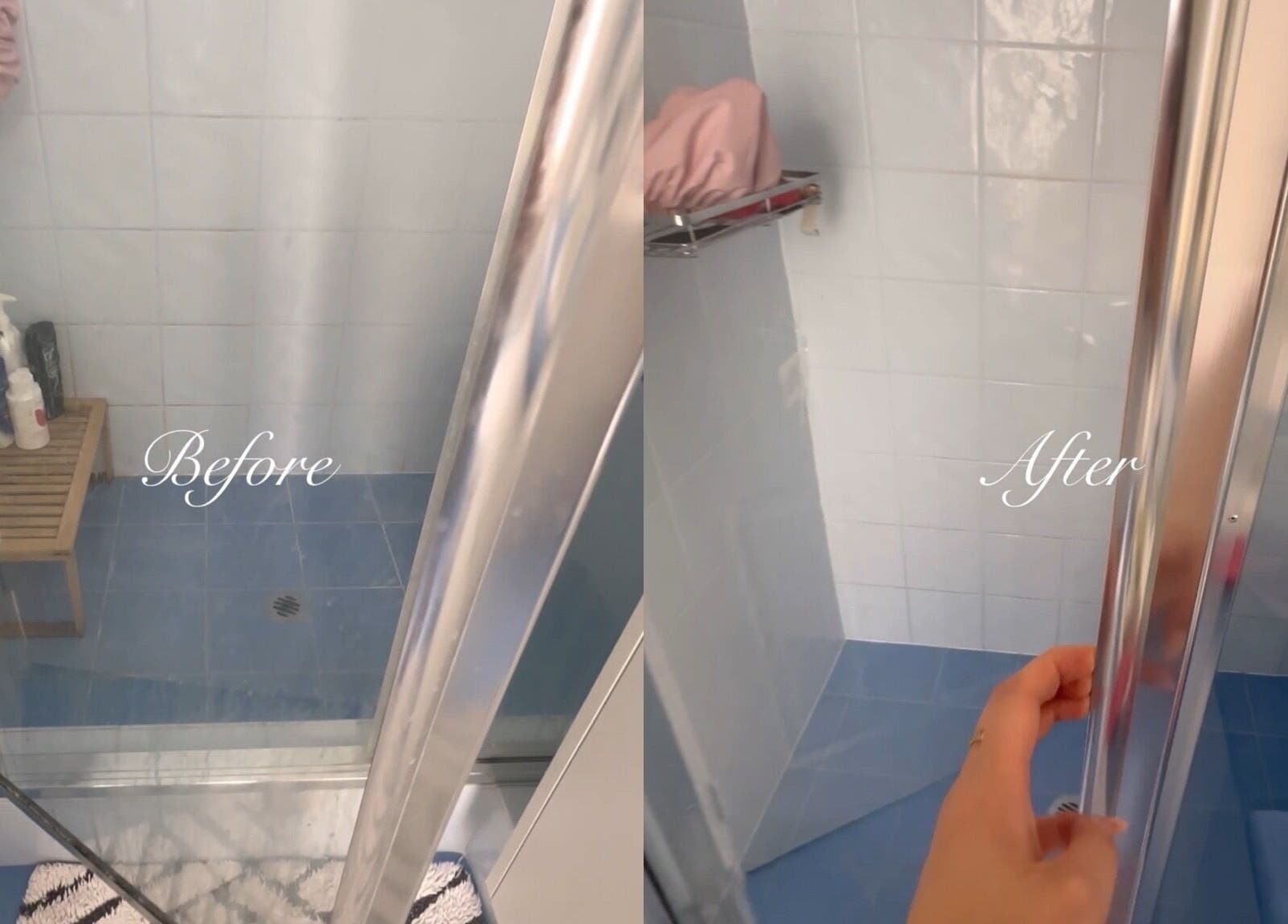 Before and after shower makeover at Crystal Bright Perth in Haynes, Western Australia, showcasing cleanliness and style.