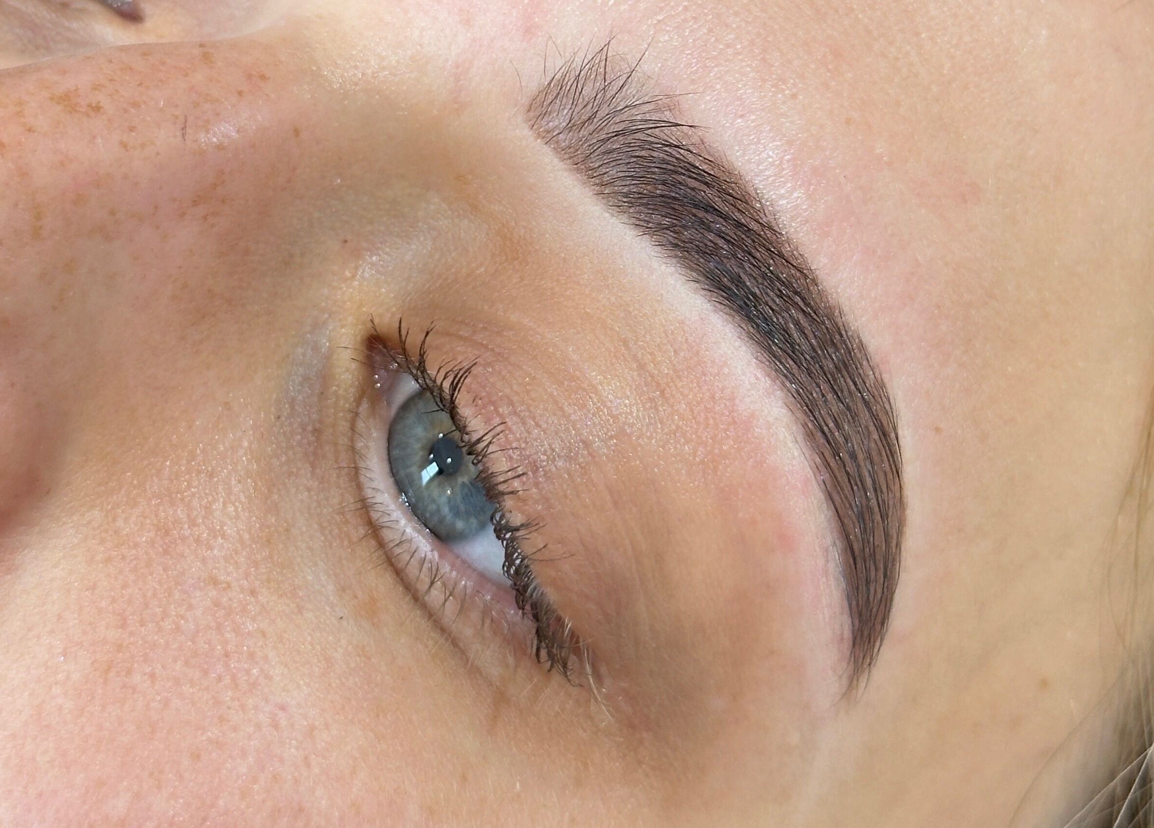 Close-up of expertly shaped eyebrow from Emma W Beauty, Bristol, England, GB.