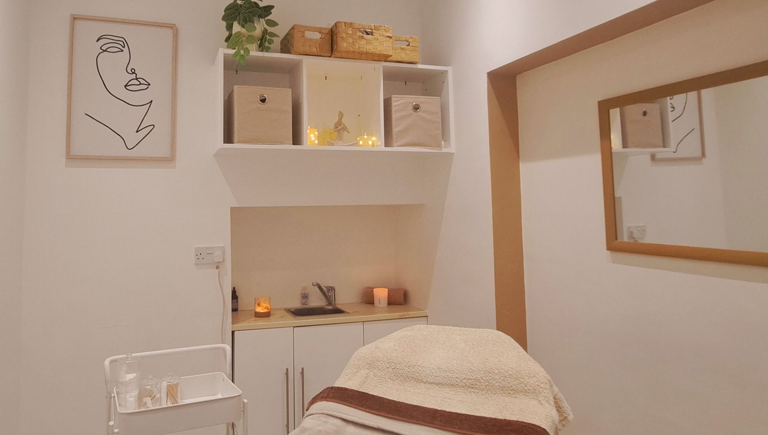 Calm treatment room at B Beautiful Birmingham at Endres in Birmingham, England, GB, featuring soothing decor.