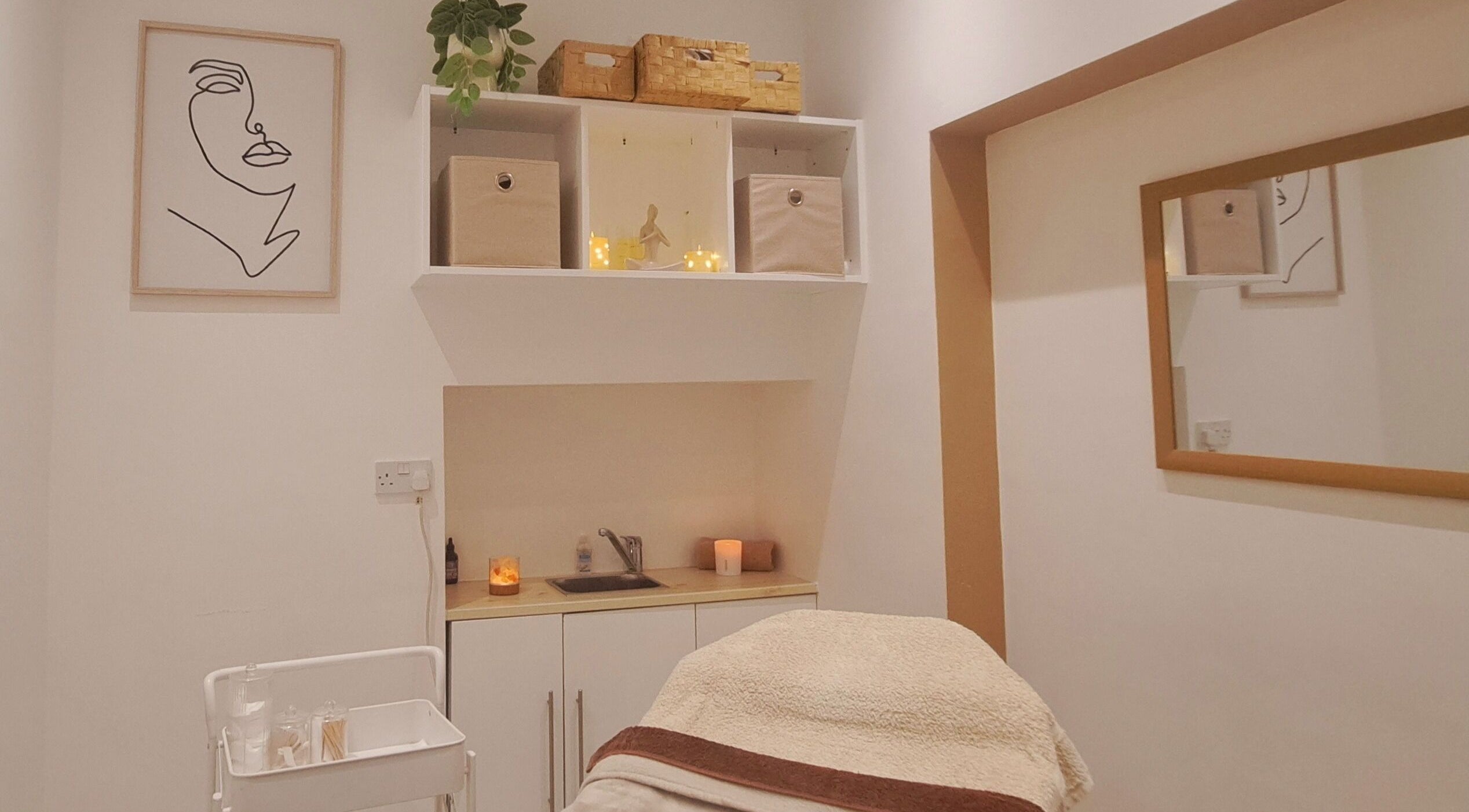 Calm treatment room at B Beautiful Birmingham at Endres in Birmingham, England, GB, featuring soothing decor.