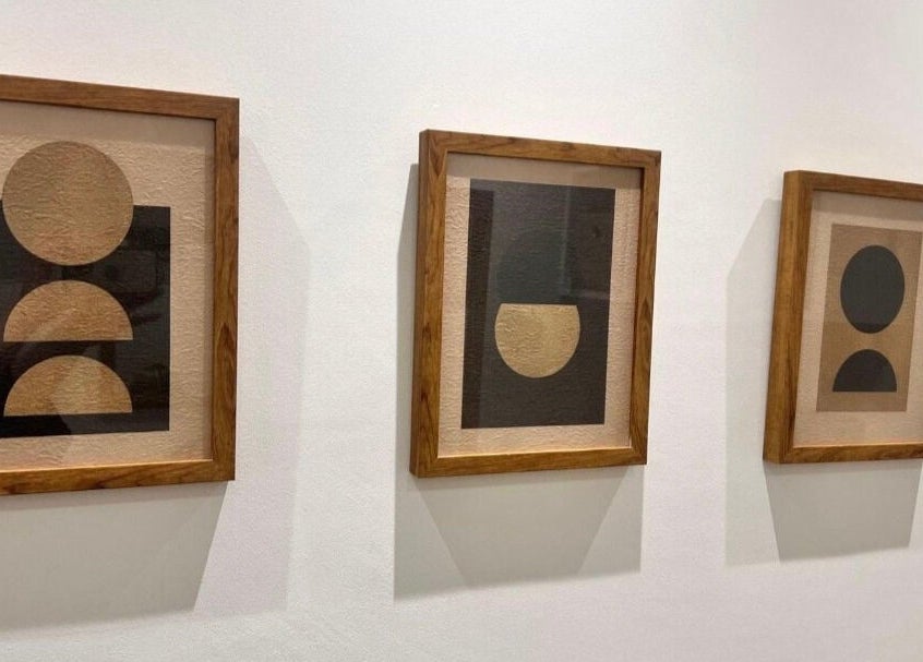 Geometric wall art at B Beautiful Birmingham at Endres, Birmingham, England, GB. Enhances the tranquil venue ambiance.