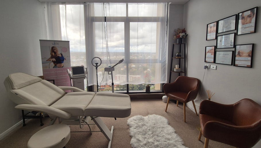 Luxurious treatment room at The Slimming Lounge in Parramatta, New South Wales, AU, featuring modern design.