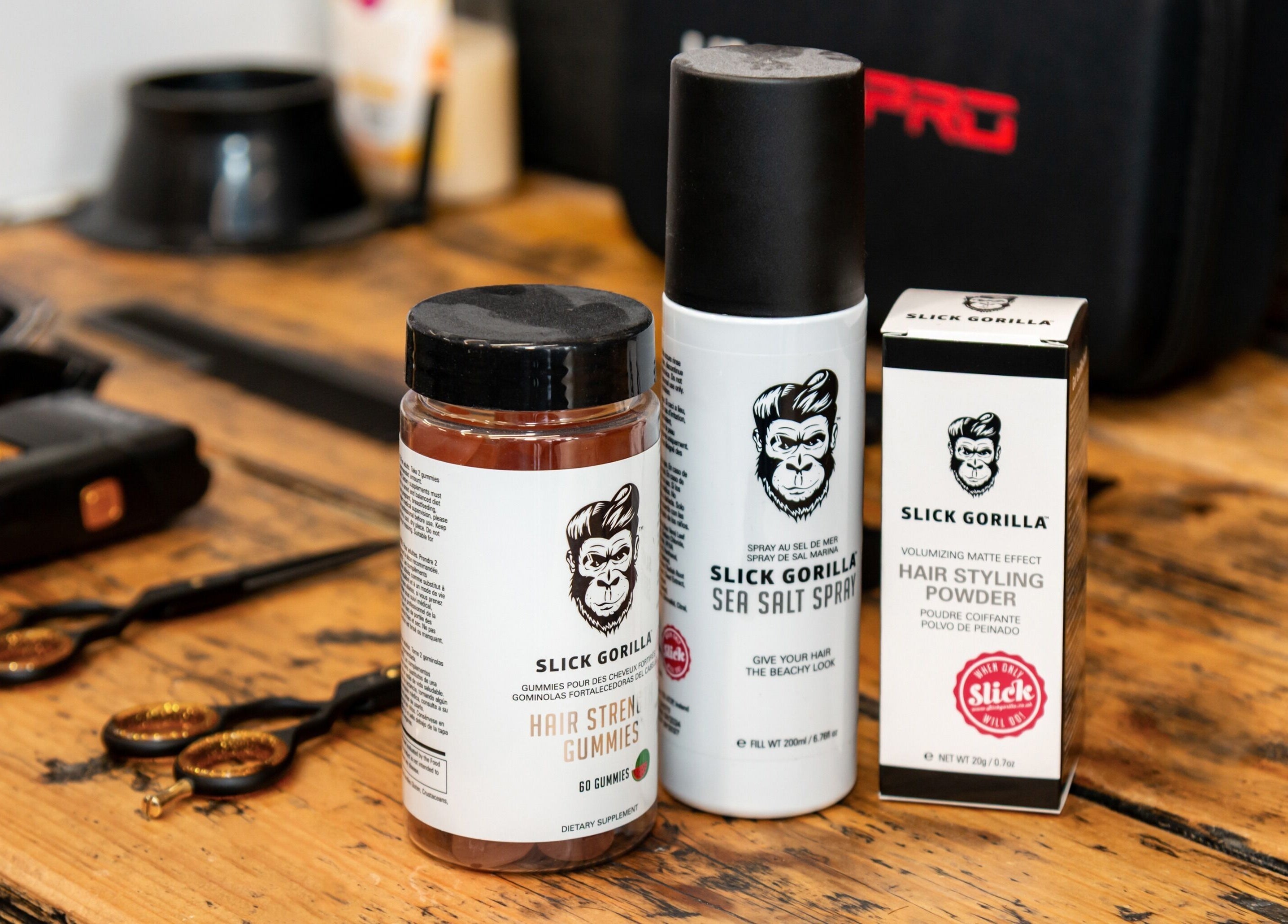 Grooming products on display at Skins & Needles Barbers, Middlesbrough, England, GB.