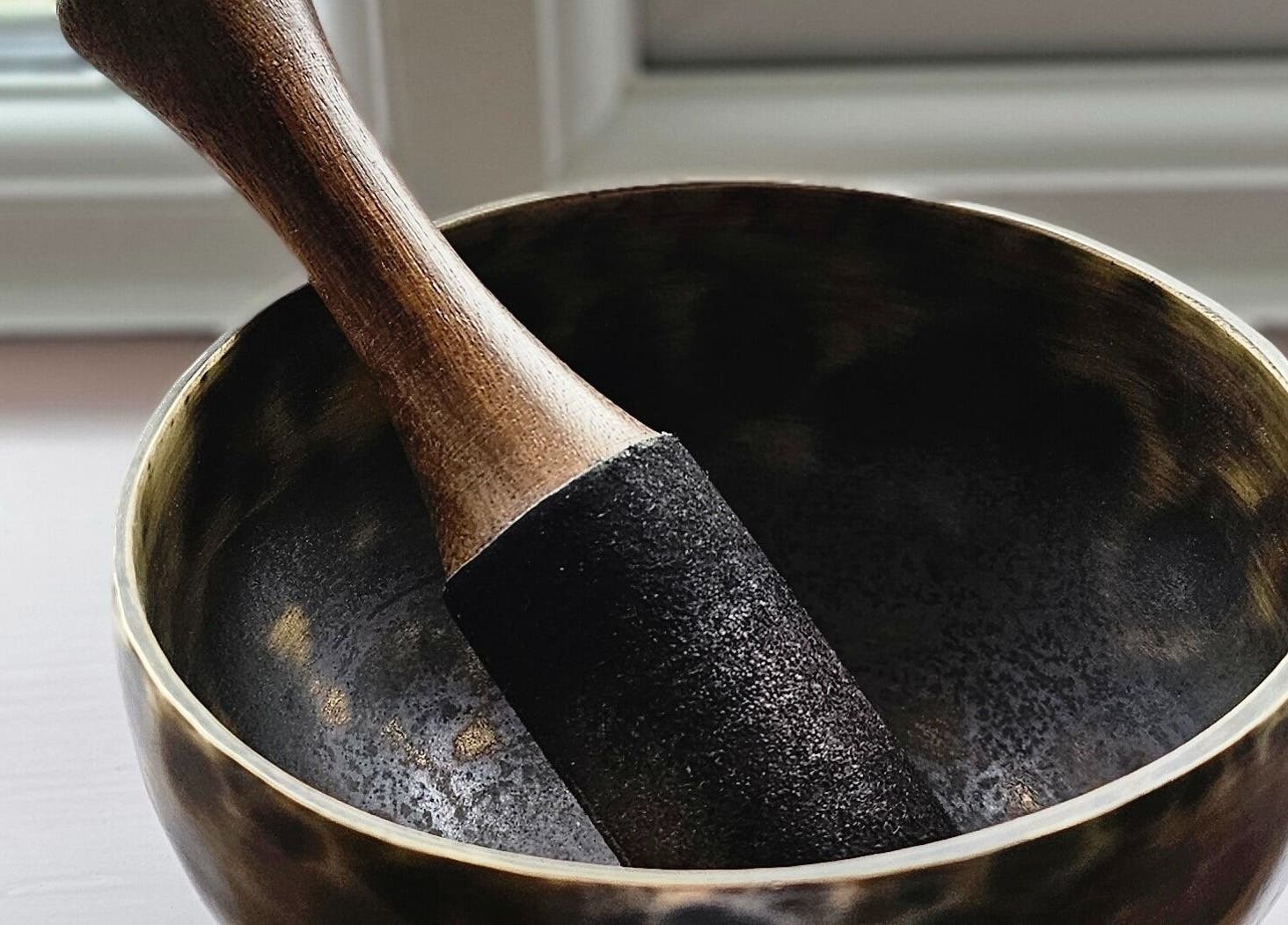 Singing bowl from Forest Massage Therapies, Saint Helens, England, GB for meditative sessions.