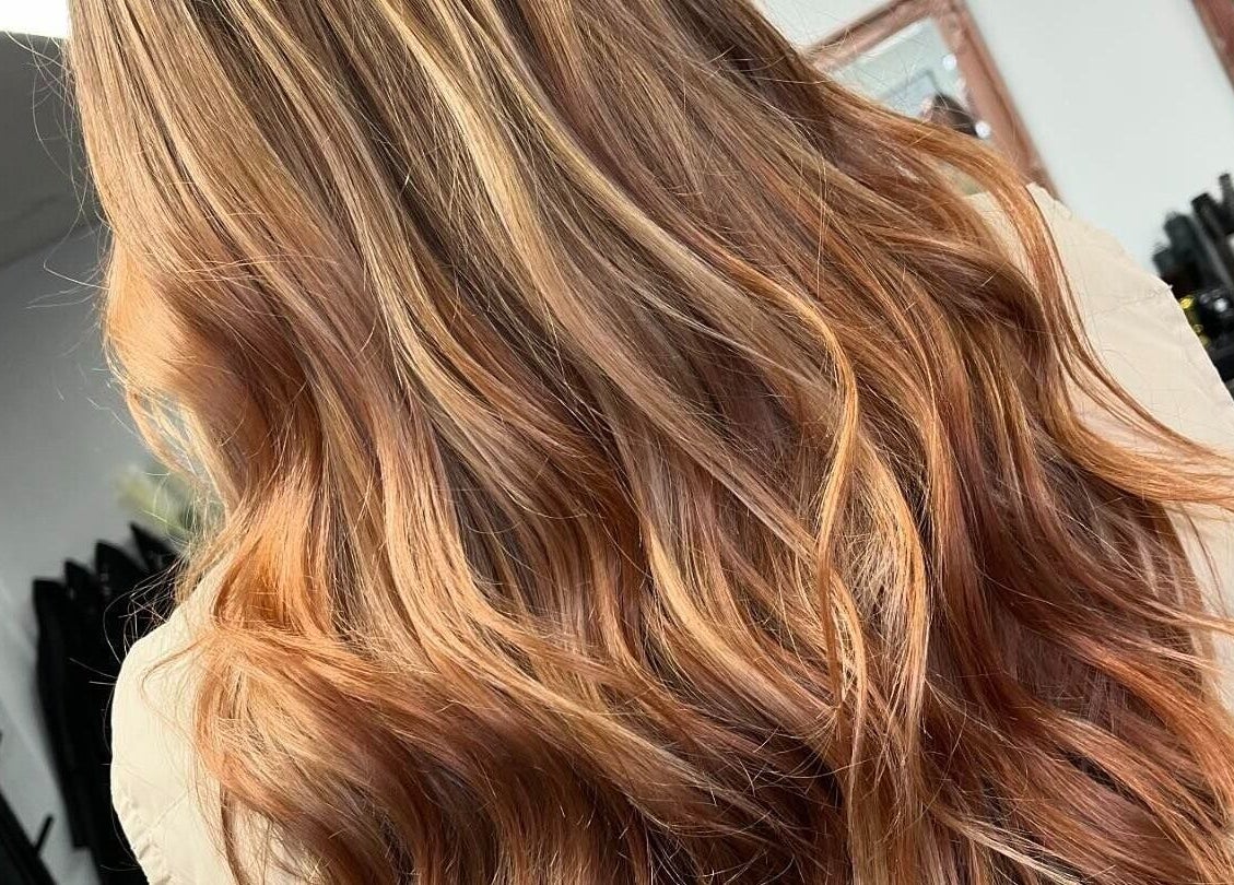 Elegant golden waves hairstyle at Salon 63 in Albrighton, England, GB.