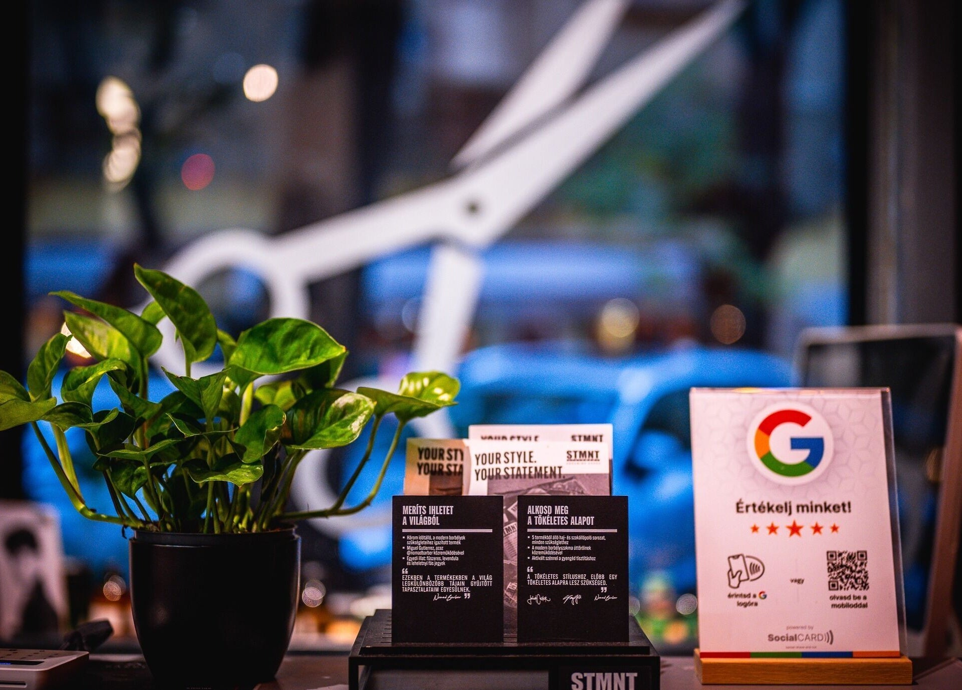 Növény és dekoráció a SHAVE & CUT szalonban, Budapest, Magyar, HU.