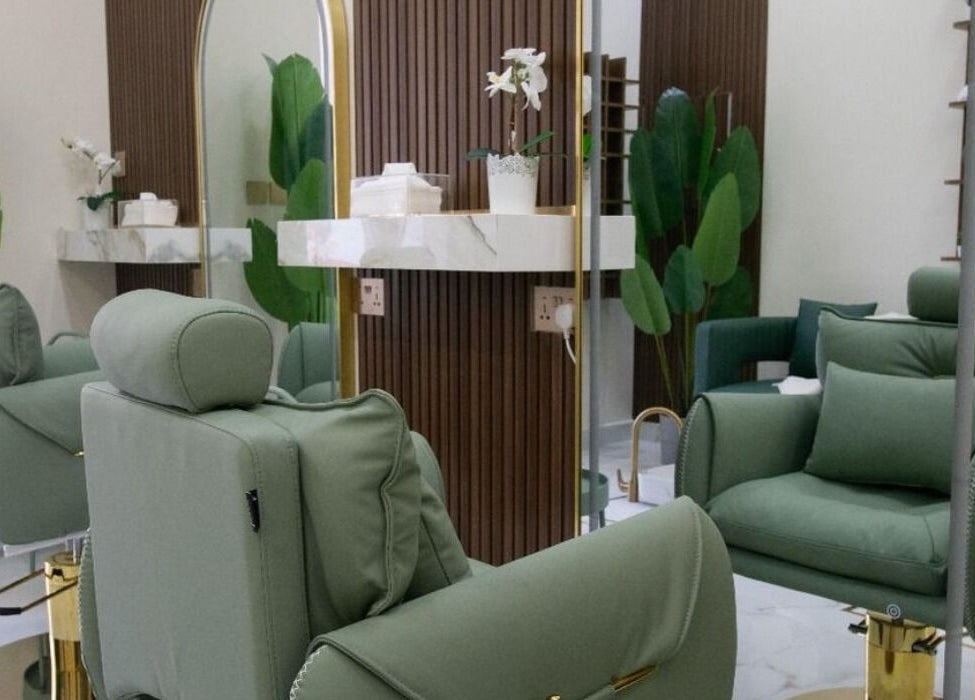 Elegant salon chairs at Sally Queen Salon in Dubai, Dubai, AE, highlighting luxury and modern interior design.