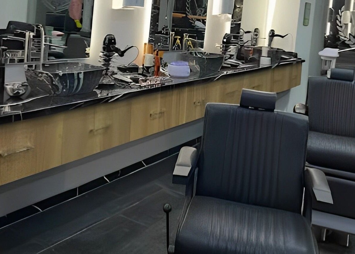 Modern barbershop interior with stylish chairs in Durrës, Qarku I Durrësit, AL.