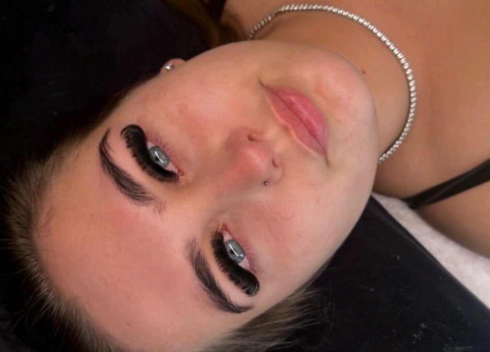 Close-up of eyelash extensions at Thelashlocus, Leeds, England, GB enhancing natural beauty with precision.