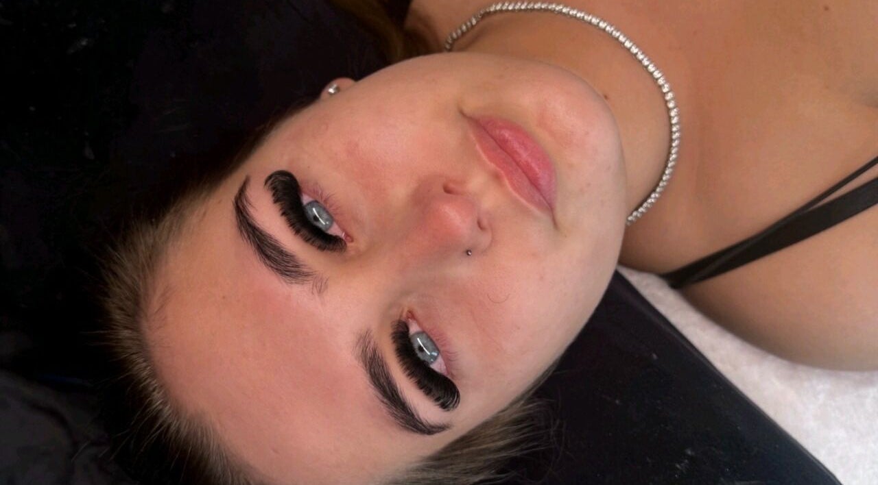 Close-up of eyelash extensions at Thelashlocus, Leeds, England, GB enhancing natural beauty with precision.