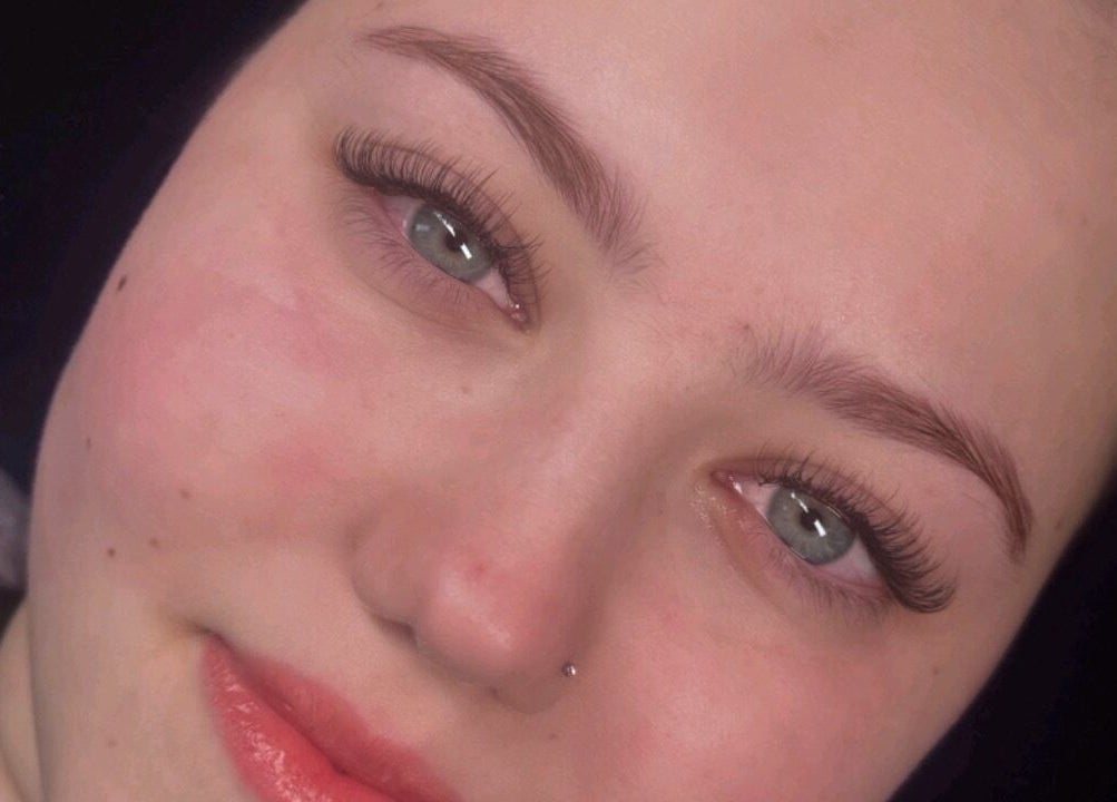 Close-up of eyelash extensions at Thelashlocus, Leeds, England, GB showcasing expert beauty services.