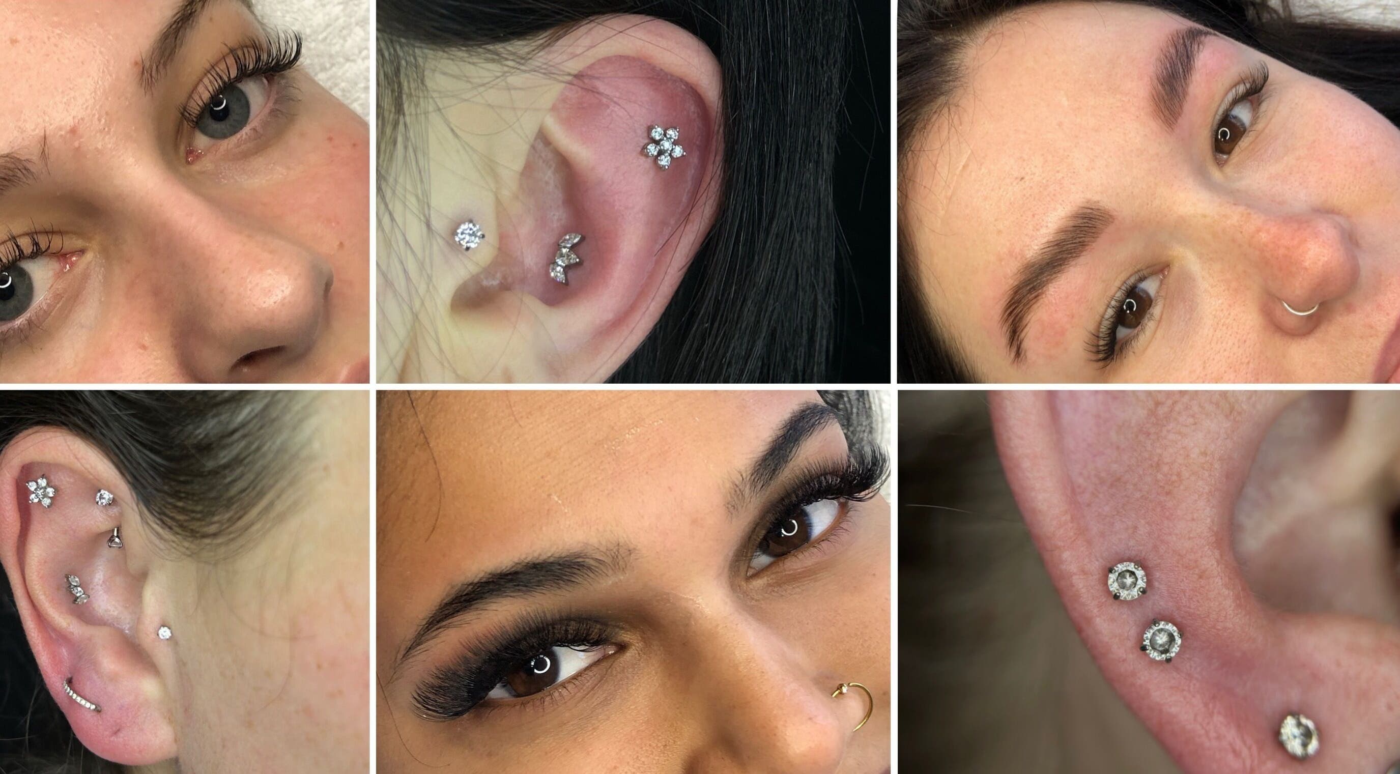 Elegant ear and facial piercings at Altered Studio, Edenvale, Gauteng, ZA, showcasing intricate jewelry styles.