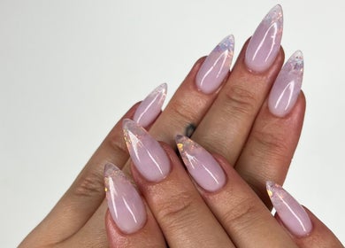 Elegant glittery nail art by Kate the Nailtech in Melbourne, Victoria, AU, showcasing detailed craftsmanship.