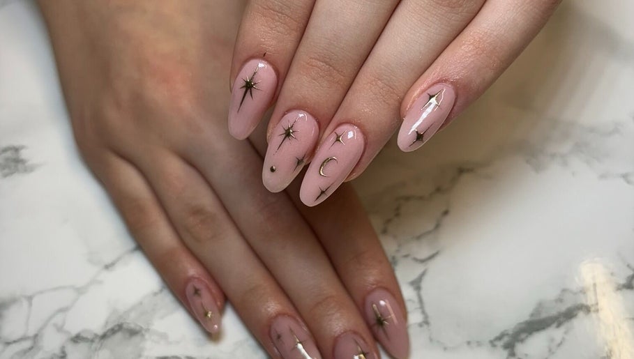 Elegant celestial-themed nails at Beauty By Charlotte Piper, Stalybridge, England, GB.
