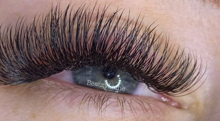 Close-up of beautifully extended eyelashes at BeautyLaine, Bexleyheath, England, GB.