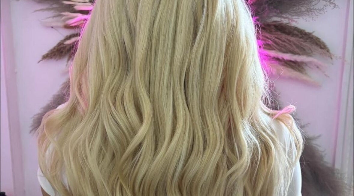 Blonde wavy hair styled at The Livingroom Oxford, Oxford, England, GB.
