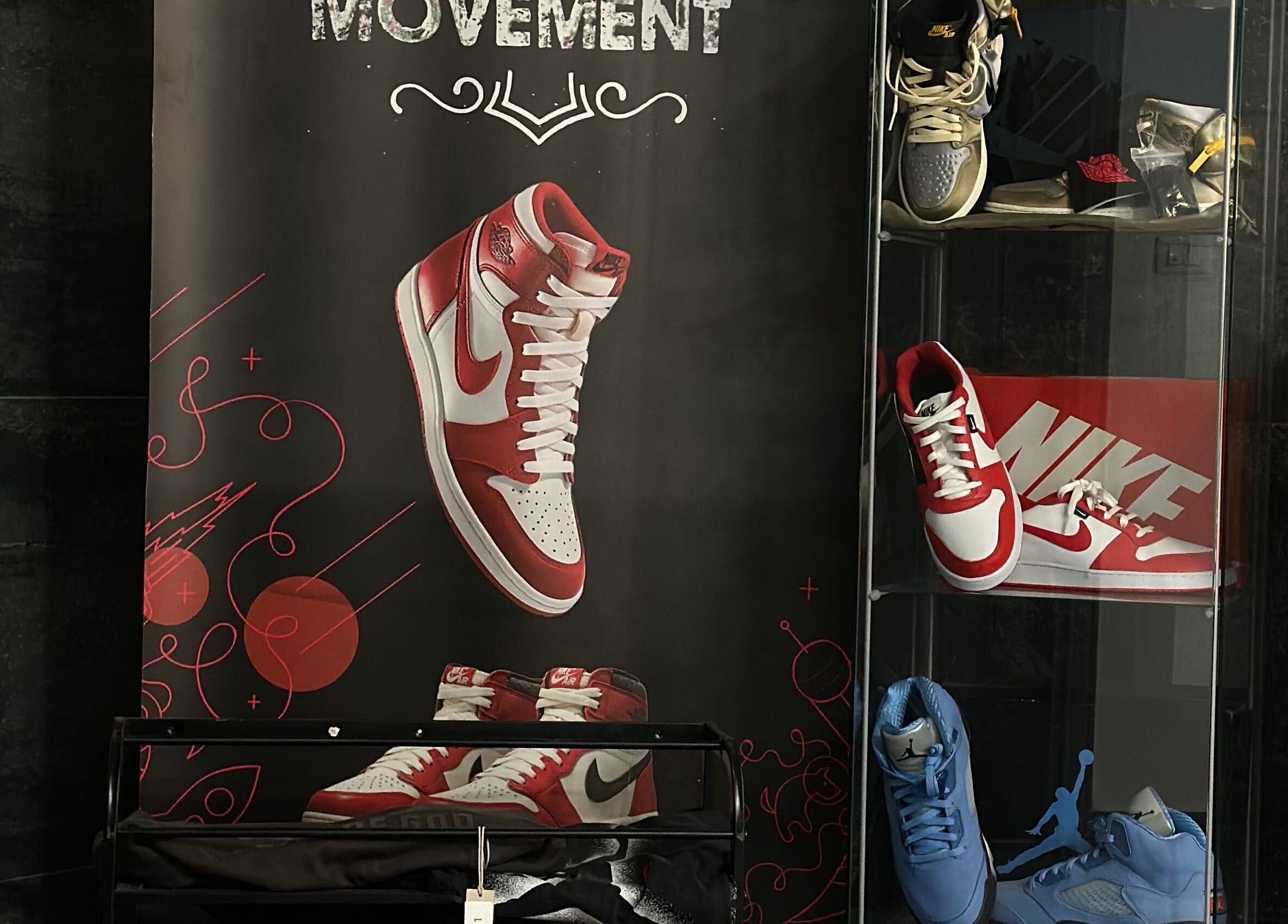 Display of iconic sneakers at Le Coupe - لي كوب, Amman, Amman Governorate, JO.