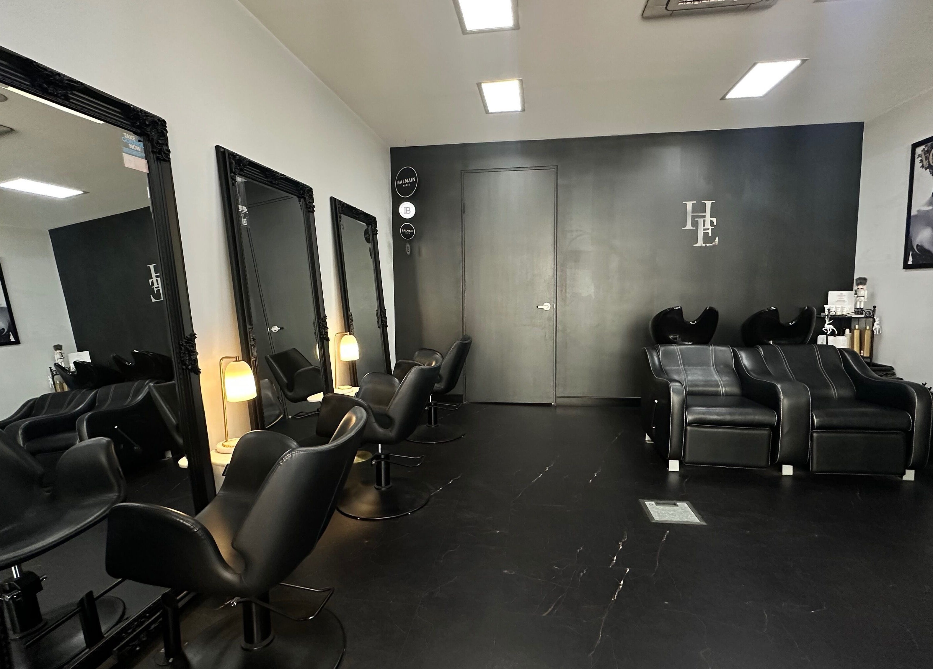 Modern salon interior at Hair Essentials at the Bay, Wentworth Point, New South Wales, AU.