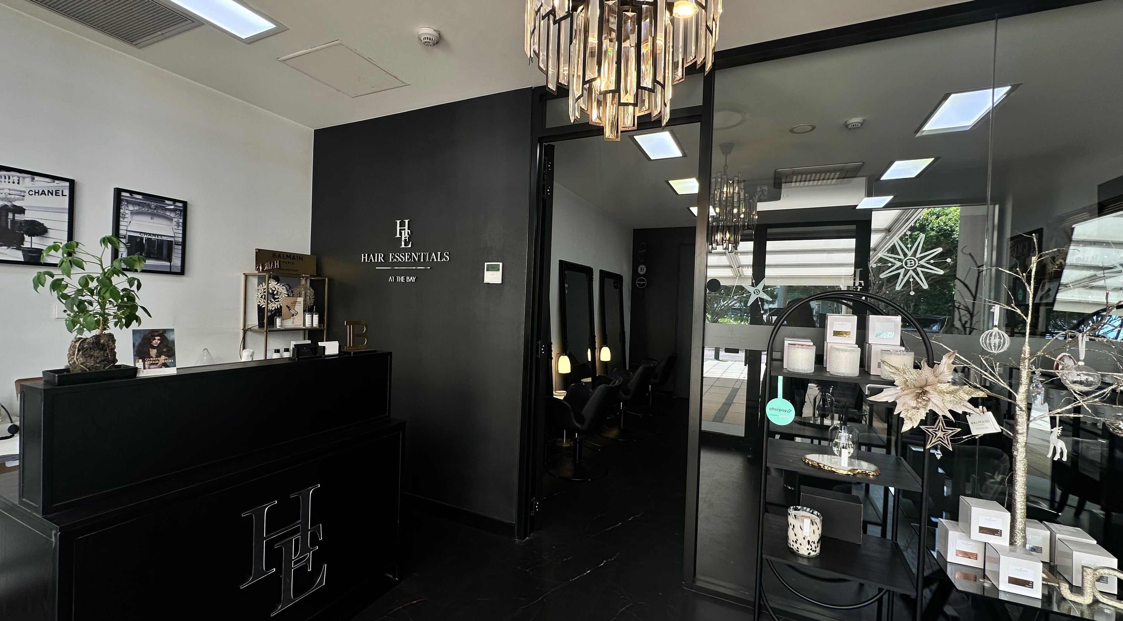 Chic interior of Hair Essentials at the Bay, Wentworth Point, New South Wales, AU featuring sleek decor.