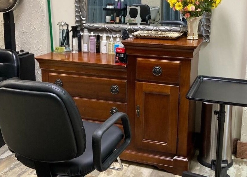 Elegant styling station at Palace of Wellness Salon and Spa, North Webster, Indiana, US.