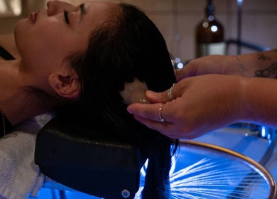 Relaxing scalp massage at Aria Nail, Massage & Head Spa, Fairfax, Virginia, US, enhancing well-being and tranquility.