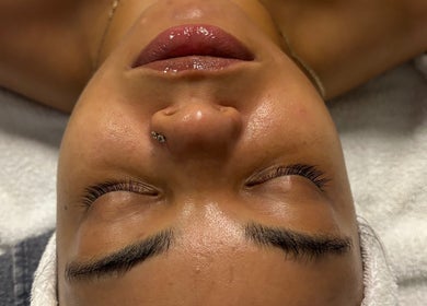 Close-up of a serene facial treatment at Pretty Girls Aesthetics, Buffalo, NY, US.