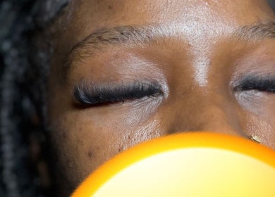Close-up of elegant eyelash extensions at Pretty Girls Aesthetics, Buffalo, NY, US.