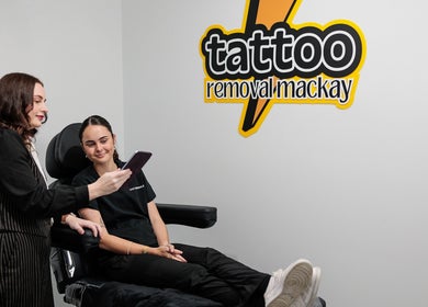 Consultation at Tattoo Removal Mackay in North Mackay, Queensland, AU with staff and client discussing treatments.
