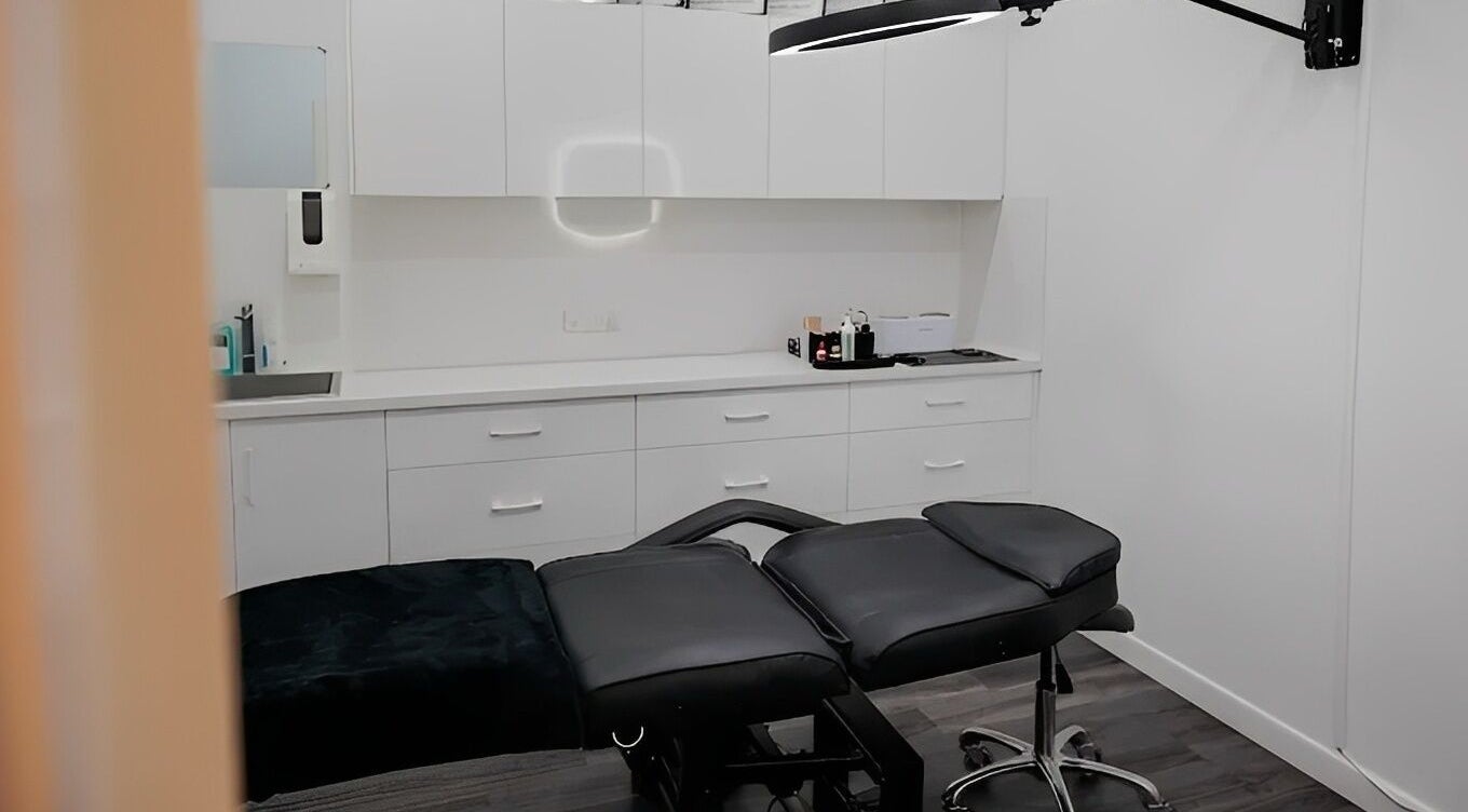 Modern treatment room at Blush Brows + Beauty & Tattoo Removal Mackay, North Mackay, Queensland, AU.