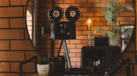 Scissors Hair Studio's chic interior with retro decor, Hamilton Hill, Western Australia, AU.
