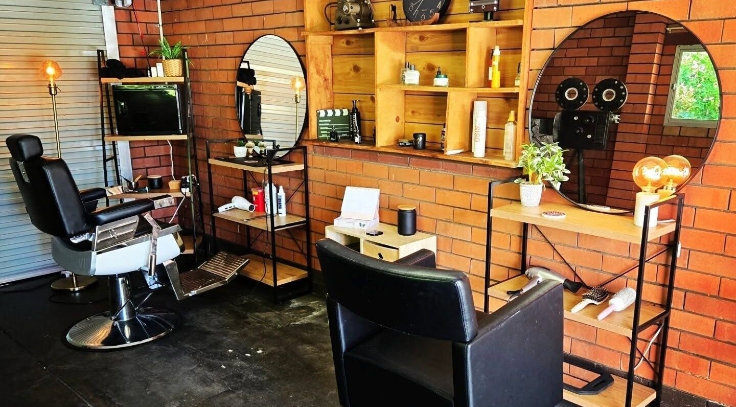 Scissors Hair Studio's stylish barber station in Hamilton Hill, Western Australia, AU with modern decor.