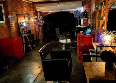 Chic retro interior of Scissors Hair Studio, Hamilton Hill, Western Australia, AU featuring vintage decor.