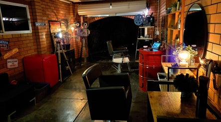 Chic retro interior of Scissors Hair Studio, Hamilton Hill, Western Australia, AU featuring vintage decor.