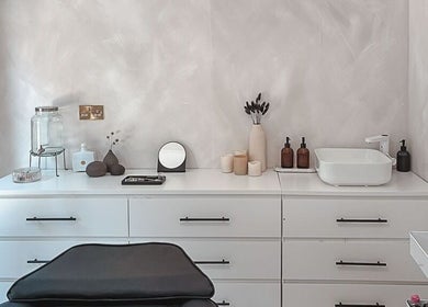 Elegant treatment space at Refined Beauty Studio in Stourbridge, England, GB with modern decor.